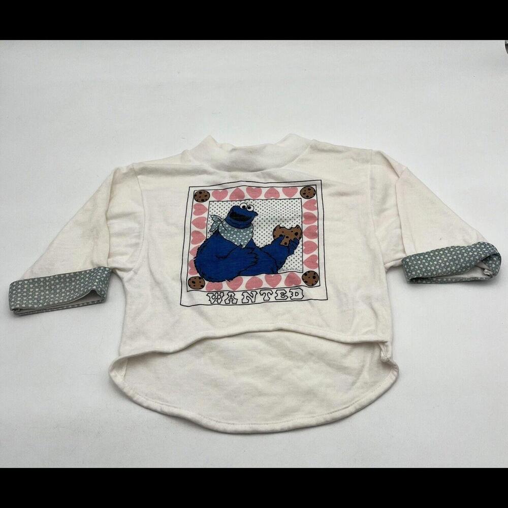22.VTG New JCPenney Sesame Street Cookie Monster 3/4 Sleeve Girl Kids Sz 4 Shirt